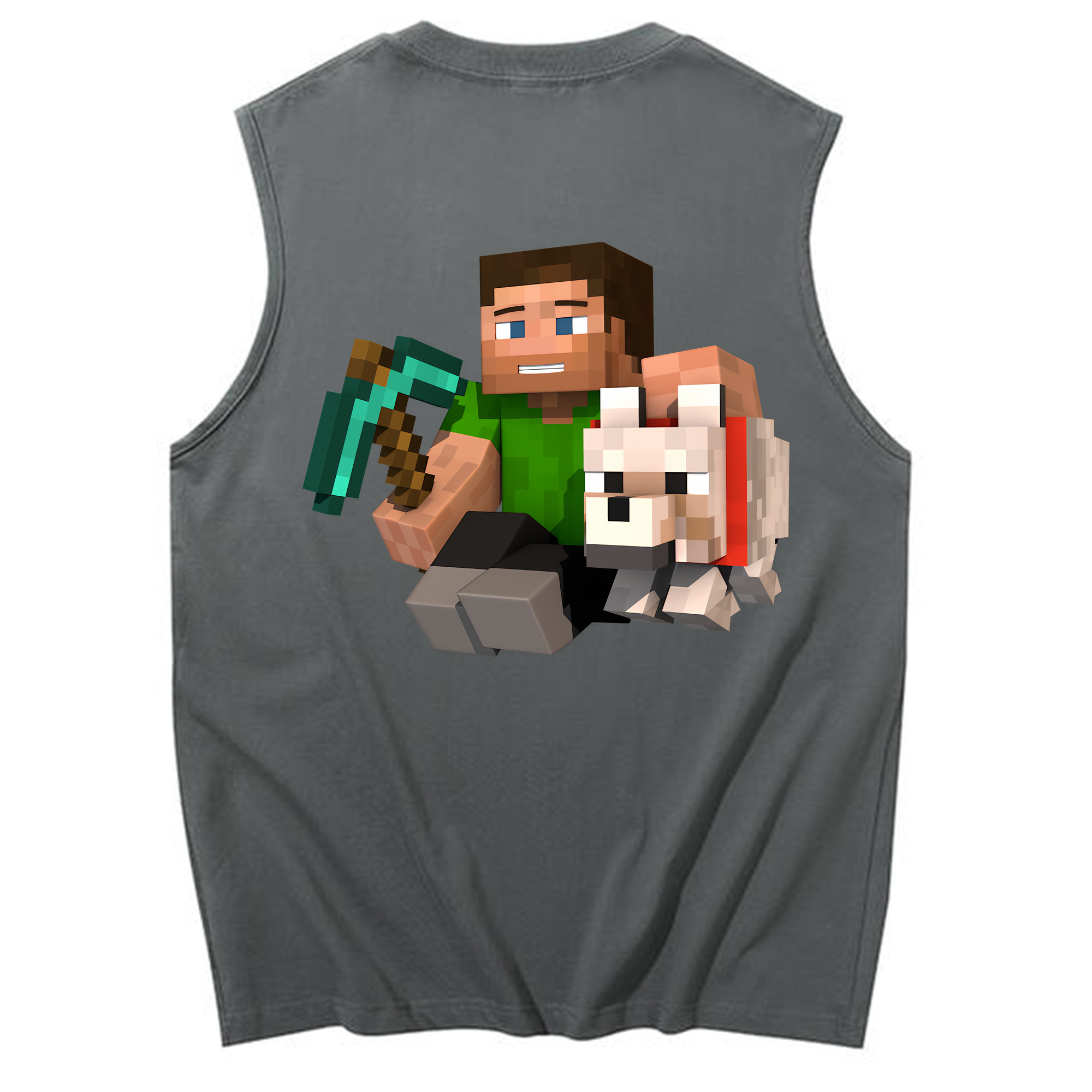 （画像用） マインクラフト ブロックの世界 Minecraft MC Block world コットン100％タンクトップ（背面プリント）
